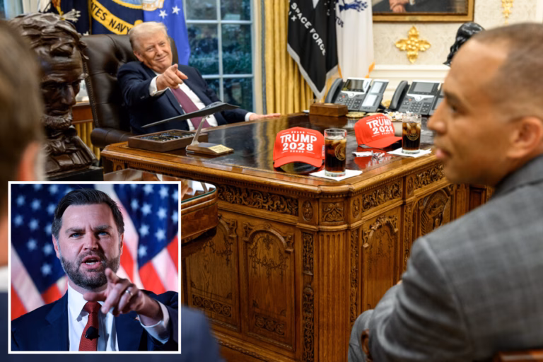 Vance explains story behind viral photos of Schumer, Jeffries at White House meeting