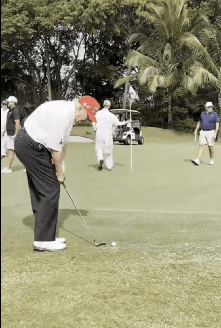 Trump sinks impressive chip shot in viral video after latest Biden golf jab: ‘Winning is always nice!’